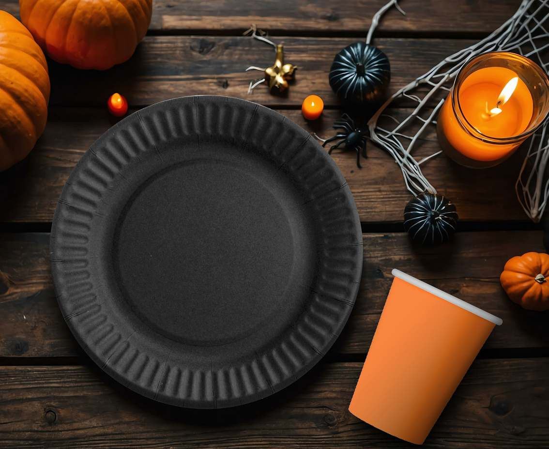 Paper plates, black, 18cm, 6 pcs.